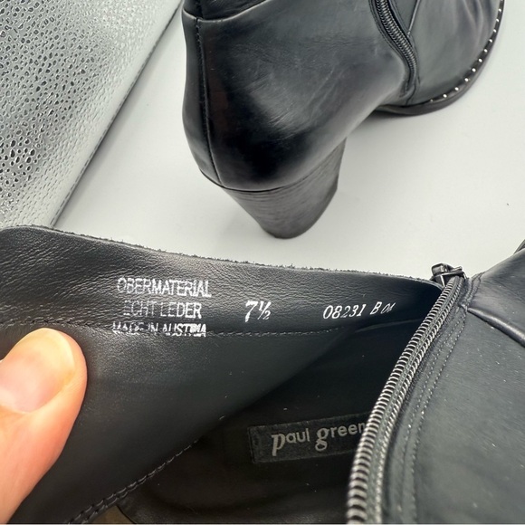 PAUL GREEN Stella Stud Black Leather Block Heel Booties Size us 7.5 - Picture 8 of 9